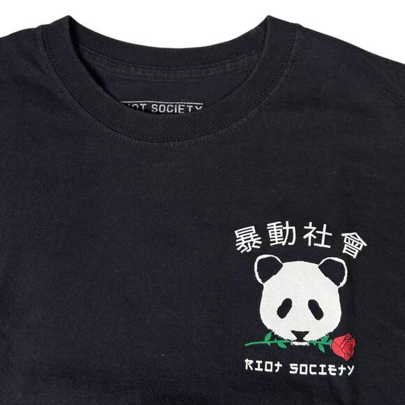 Riot Society Panda Graphic T Shirt Mens M Black Streetwear Asian Print Tee - Picture 4 of 8